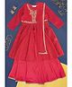 Akkriti by Pantaloons Full Sleeves Floral Embroidered & Dots Foil Printed  Kurta Skirt Dupatta Set - Coral Red