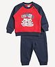 Wingsfield Full Sleeves Text & Bear Printed Sweatshirt & Joggers - Red