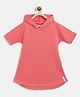 Tales & Stories Full Sleeves Solid Hooded Dress  - Pink