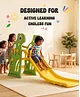 Babyhug Yellow and Green Dino Slide for Kids at Home(L 4.43 x B 1.48 x H 2.46) ft| Mini Freestanding Foldable Indoor Slider for 2-4 Years Kids| Child Safe Material| BIS Certified