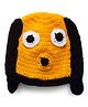 MayRa Knits Face Detailed Hand Knitted Cap - Yellow
