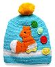 MayRa Knits Hen Design Hand Knitted Bobble Cap - Blue
