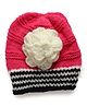 MayRa Knits Flower Applique Detailed Hand Knitted Cap - Pink