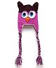 MayRa Knits Owl Face Detailed Colour Blocked Hand Knitted Cap - Purple-  Diameter 33.02 Cms
