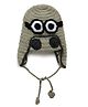 MayRa Knits Face Detailed Hand Knitted Cap - Grey