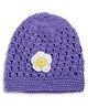 MayRa Knits Floral Detailed Hand Knitted Cap - Purple