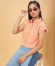 Coolsters by Pantaloons Half Sleeves Self Designed Top - Orange
