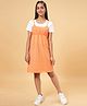 Coolsters by Pantaloons Half Sleeves Solid Tee With Striped Pattern Dress - Orange