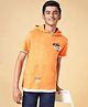 Coolsters by Pantaloons Half Sleeves  Placement Typography  Printed Hooded Tee - Orange