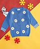 Pantaloons Baby Full Sleeves Floral  Detailed Front Open Sweaters - Blue