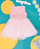 Pantaloons Baby Sleeveless Floral Applique Detailed   Dress With Headband - Pink