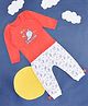 Pantaloons Baby Full Sleeves Placement Text & Whale Printed Top & Pant Set  - Dark Pink