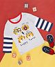 Pantaloons Baby Full Sleeves Placement Striped & Tiger Face Printed Colour Blocked Tee - Grey Melange