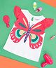 Pantaloons Baby Cap Sleeves Butterfly Printed Top - White