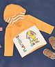 Pantaloons Baby Full Sleeves Playtime With Pup Printed Color Blocked Hooded Tee - Orange