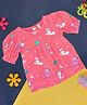 Pantaloons Baby Puffed Half Sleeves Seamless Bunny & Puppy With Kitten Printed Top - Pink