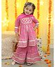 Bownbee Three Fourth Sleeves Leheriya Designed & Gota Lace Embellished Coordinating Pure Cotton Kurta & Sharara Set - Pink