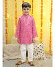 Bownbee Full Sleeves Leheriya Designed & Gota Lace Embellished Pure Cotton Kurta & Pyjama Set - Pink