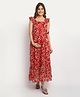 Moms Maternity Sleeveless Floral Printed Maternity     Dress With Concealed Zipper Nursing Access -  Red