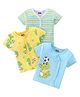 Babyhug 100% Cotton Interlock Knit Half Sleeves Front Open Vests Striped & Croc Print Pack Of 3 - Milticolor