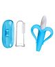 Kritiu Soft Sillicone Fingure Toothbrush & Banana Shape Toothbrush Combo - Blue