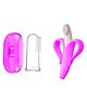 Kritiu Soft Sillicone Fingure Toothbrush & Banana Shape Toothbrush Combo - Pink