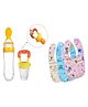 Kritiu New Born Feeding Starter kit with 3 cotton Waterproof Bibs - Multicolor