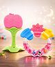 Kritiu Silicone Combo Of Stand Teether & Rattle Handle Teethers - Pink