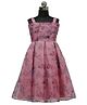 HEYKIDOO Sleeveless Girls Floral Printed Organza Party Box Pleated Dress - Pink
