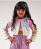 Lil' Drama Full Sleeves Barbie Shimmer Detailed  Crop Fur Shrug -  Lavender