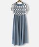 HEYKIDOO Half Sleeves Floral Embroidered Shrug With Solid Gown -  Grey