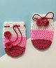 Little Peas Colour Blocked Handmade Woollen Mittens - Pink & White