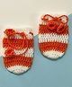 Little Peas Striped Pattern Handmade Woollen Mittens - White & Orange