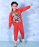 The Mom Store Full Sleeves Dogs Printed Sweatshirt & Jogger Set  - Red
