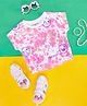 Pantaloons Junior Half Sleeves Pastel Tie Dye & Smileys Printed Tee - Pink