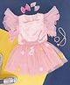 Pantaloons Junior Cap Frill Sleeves Top With Sequin Embellished Skirt  - Peach