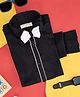 Pantaloons Junior Full Sleeves Solid Party Shirts With Bow Tie - Black