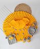 Woonie Cap Sleeves Flower Detailed Crochet Woollen  Dress Set - Yellow
