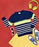 Pantaloons Junior Full Sleeves Striped Pullover - Navy Blue
