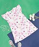 Pantaloons Junior Cotton  Cap Sleeves Water Colour Effect Floral Printed A Line Dress - Off White