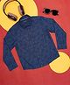 Pantaloons Junior Full Sleeves Seamless Floral Printed Shirt - Indigo Blue