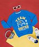 Pantaloons Junior Full Sleeves Team Text Printed  Sweatshirt - Cobalt Blue