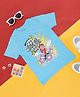 Pantaloons Junior Half Sleeves Text Printed Tee - Light Blue