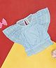 Pantaloons Junior Short Sleeves Intricate Designed Lace Cotton Poly Elastane Top - Powder Blue