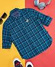 Pantaloons Junior Full Sleeves Plaid Window Pane Checked Shirt - Teal Blue