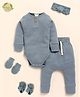 Cot & Candy Organic Cotton Elastane Full Sleeves Solid Clothing Baby Gift Set - Aqua Blue