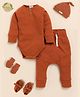 Cot & Candy Organic Cotton Elastane Full Sleeves Solid Clothing Baby Gift Set - Ginger Brown