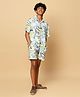 TeenTrums Half Sleeves Marble Printed Shirt & Shorts  Co Ord Set -  White
