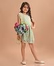Lilpicks Couture Short Sleeves Floral Designed Lace Embellished Fit & Flare Dress - Green