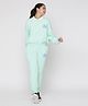 Lil Tomatoes  Cotton Looper Full Sleeves Placement Text Printed Tee With Joggers Track Suits - Light Green